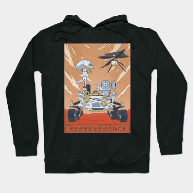 Mars Rover Perseverance and Ingenuity Helicopter Illustration